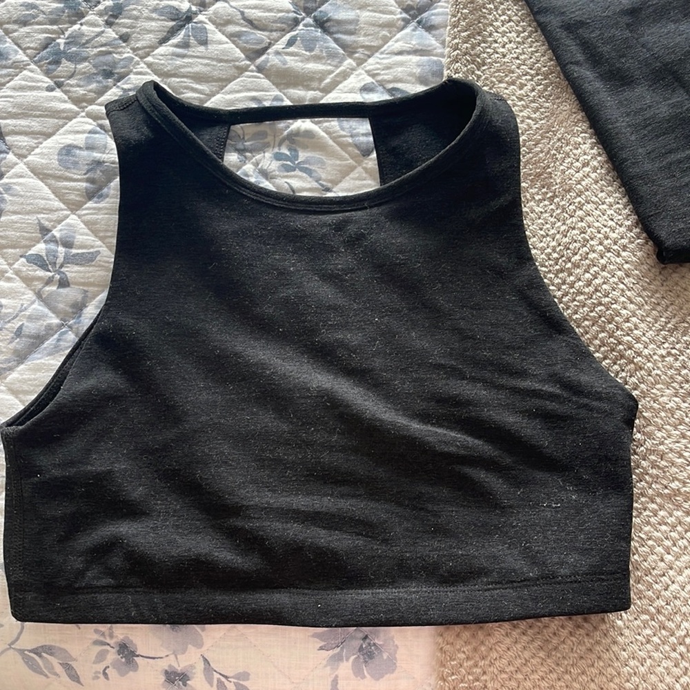 Beyond yoga space dye open back top